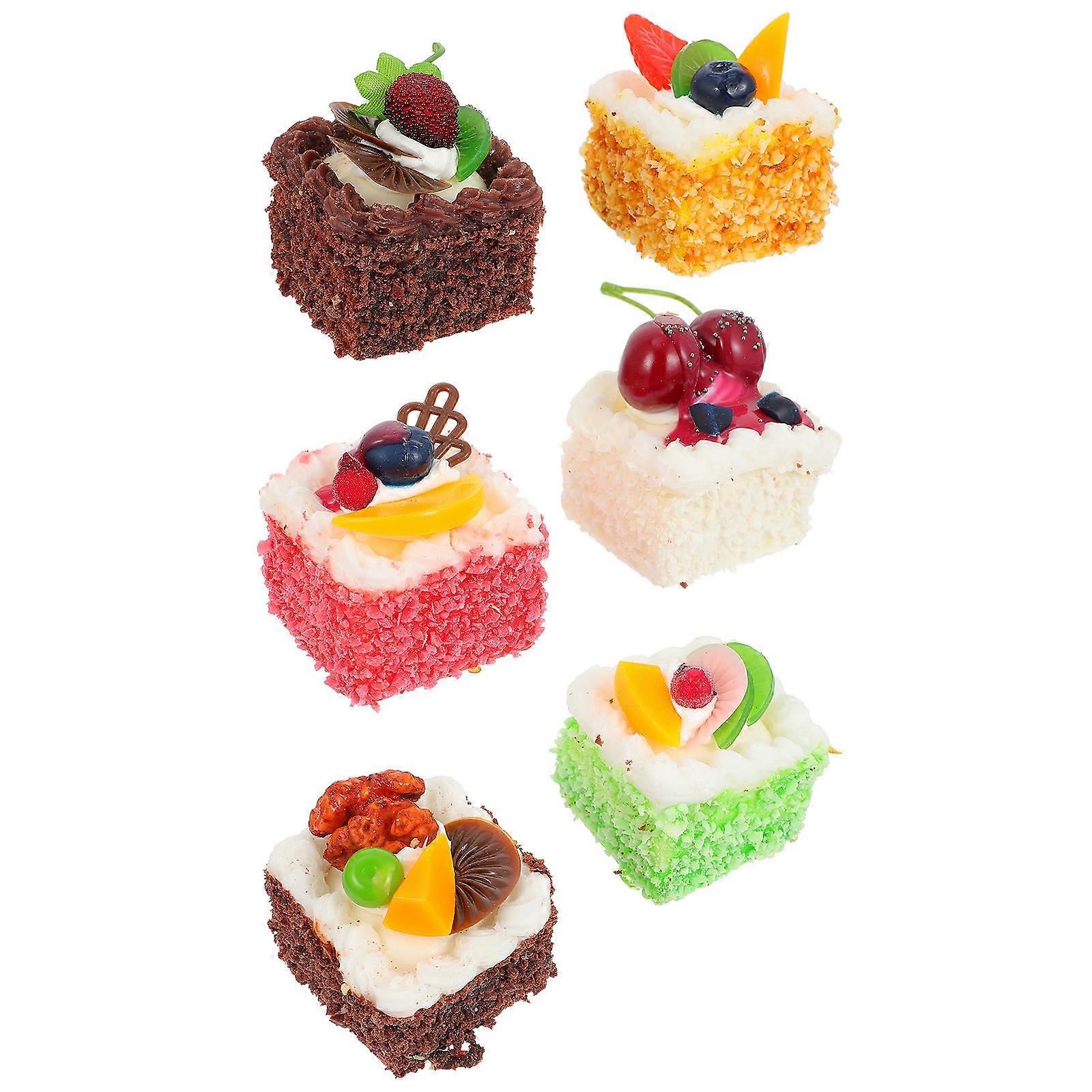 Simulation Cake Pu Material Cake Model Photo Prop for Photography 6Pcs