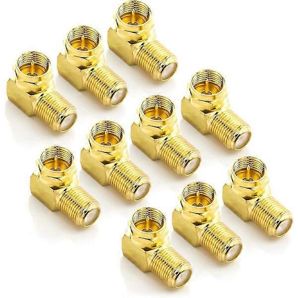 Satellite Adapter Set with 90° Bend, 10 Pcs, F-Connector, Gold Plated