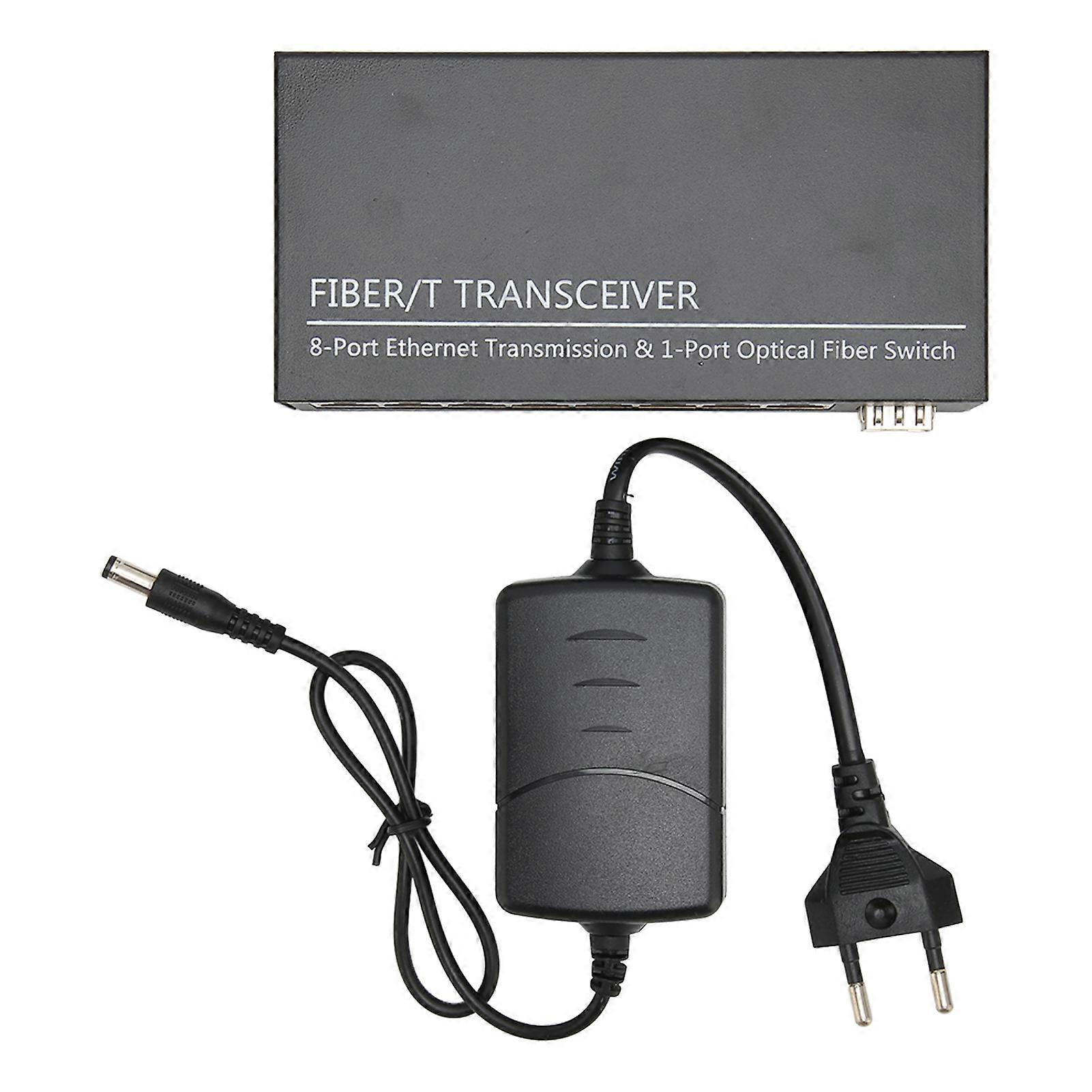 Ethernet Fiber Media Converter 1 Optical 8 Electrical Port 10 100M SFP Optical Fiber Switch 100‑240V
