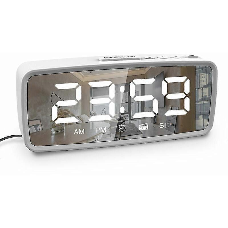 LED Electronic Alarm Clock Mirror Clock (White Electronic Clock Version)