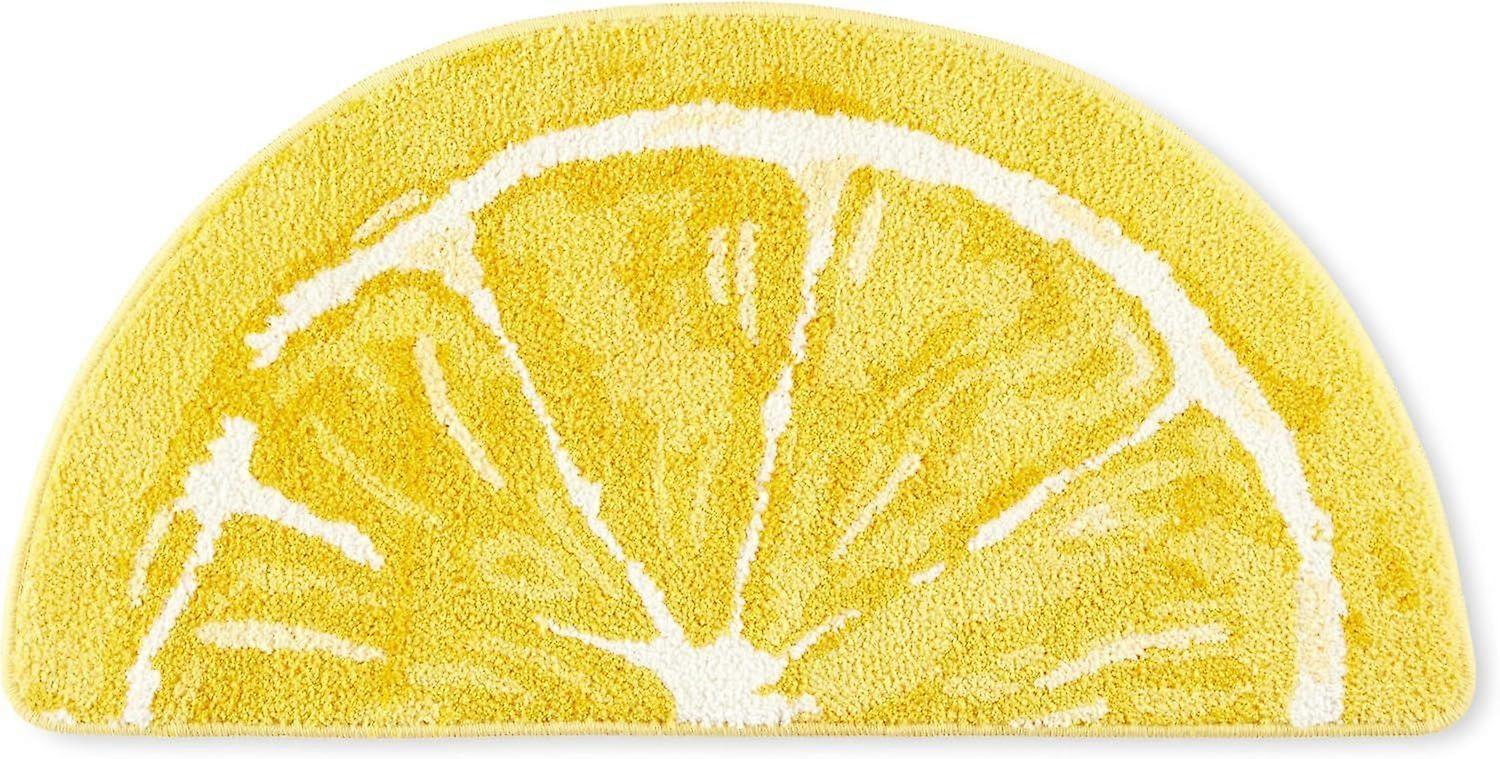 Citrus Slice Lemon Half Circle Shaped Bath Mat, Absorbent Tufted Floor Mat