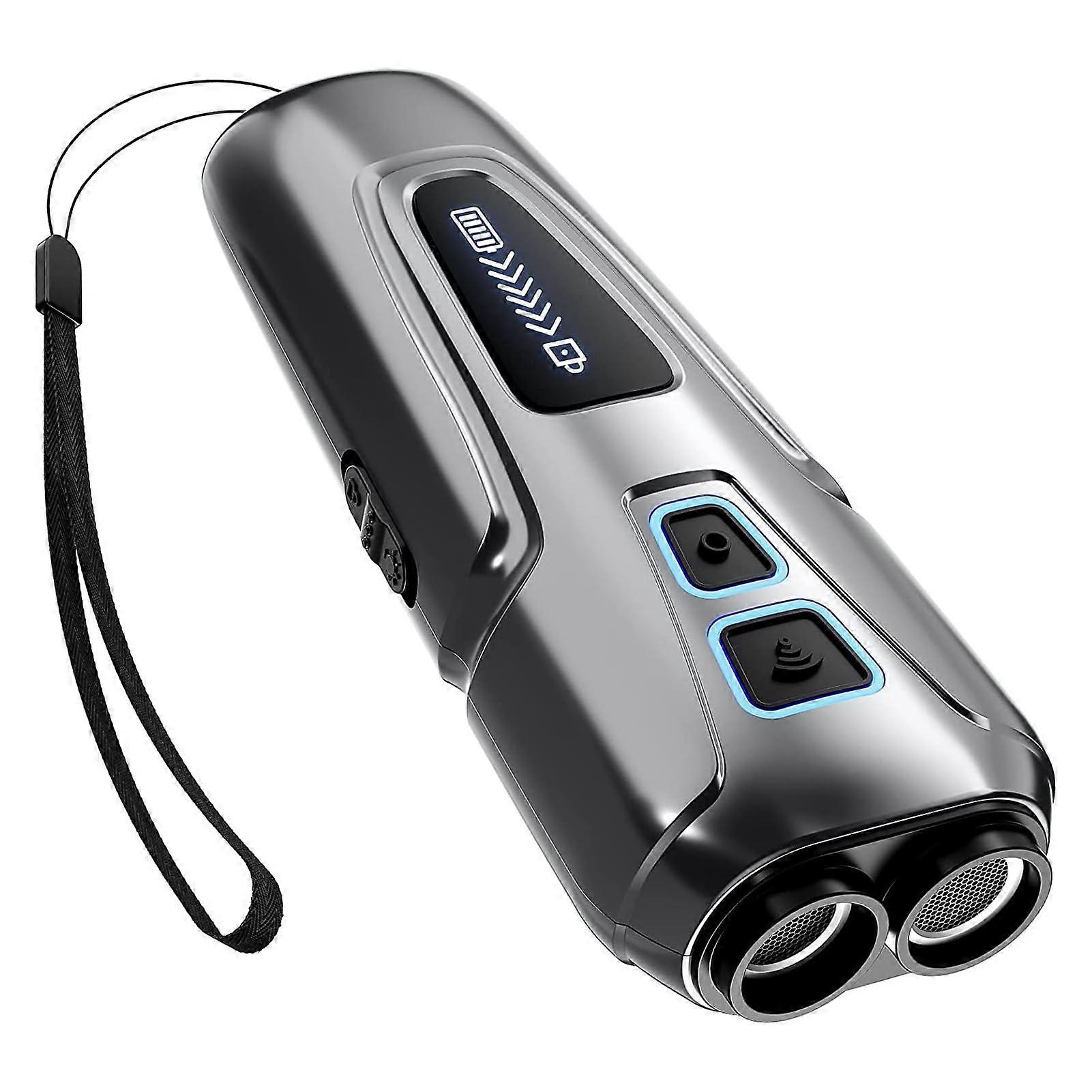 Portable Ultrasonic Dog Repeller for Indoor and Outdoor Use, Rechargeable Anti-Barking Device in Black ABS, 800mA/H Battery