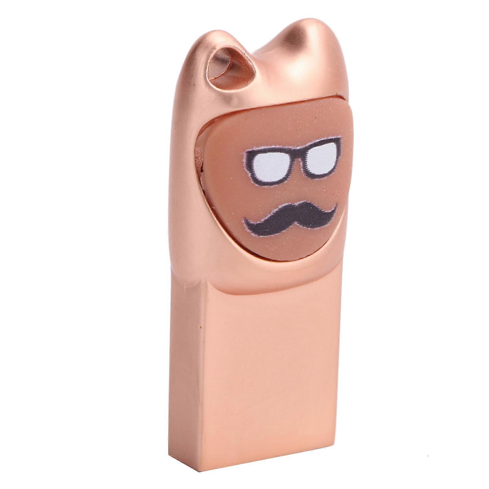 128GB USB Flash Drive Rose Gold Cartoon Moustache Pattern