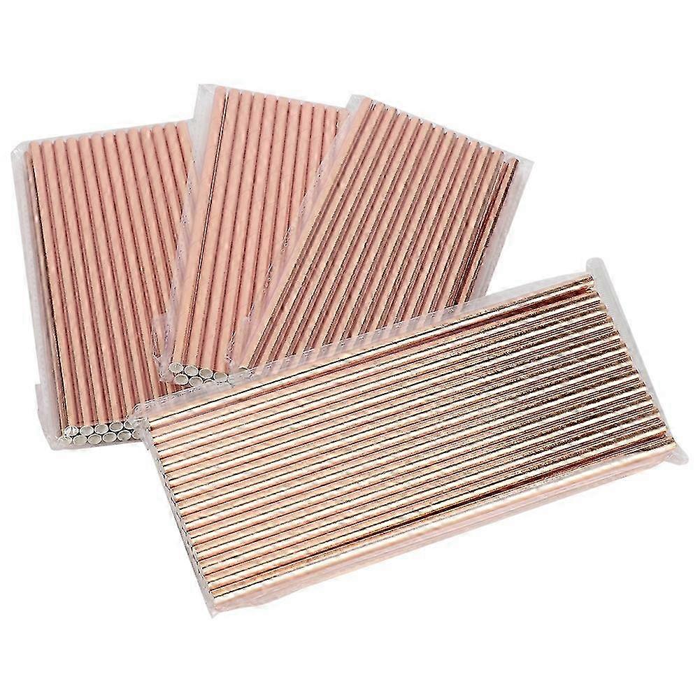 100Pcs Rose Gold Straw Drinking Coffee Wedding Feast Party Disposable Tableware