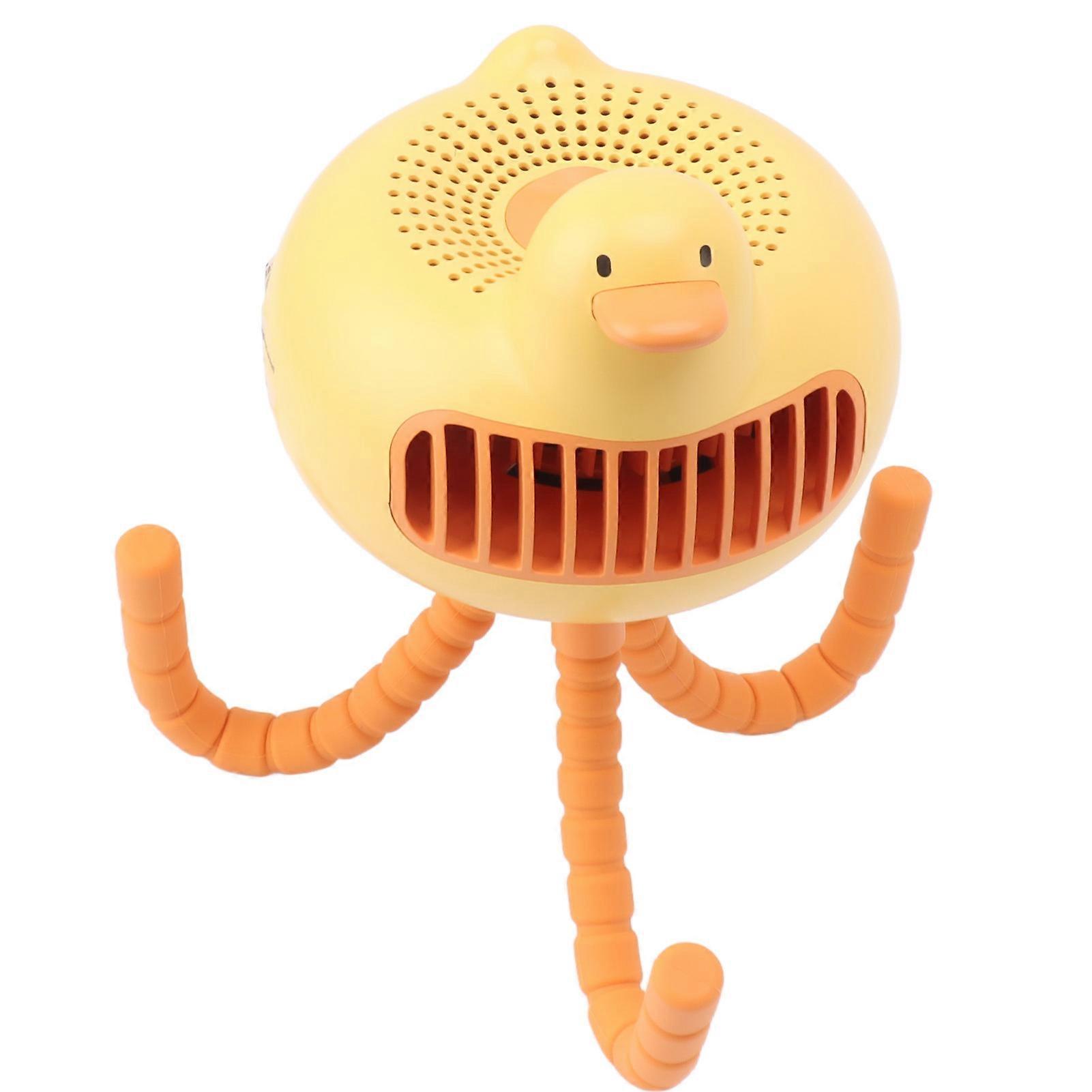 Portable Stroller Fan 3-Speed Clip-On, 1200mAh, Yellow Duck Shape