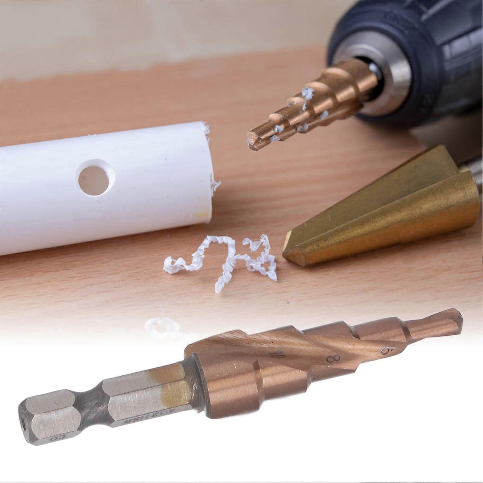 Spiral Step Drill Bit 118° M35 HSS Hex Handle 4-12mm Drill Size