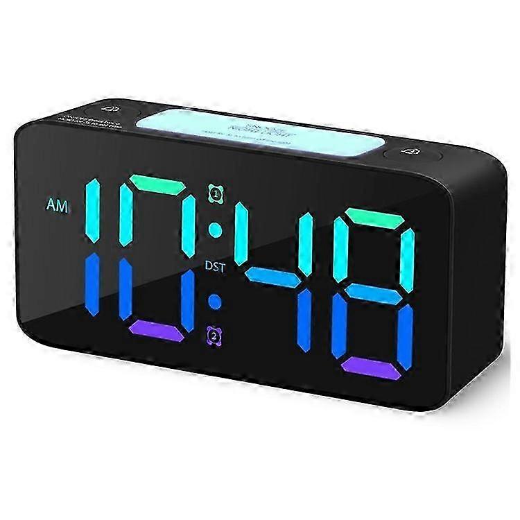 6.3 Inch Digital Clock with 7 Color Night Light Volume Adjustable Electronic Alarm Clock with EU Plug Power Adapter