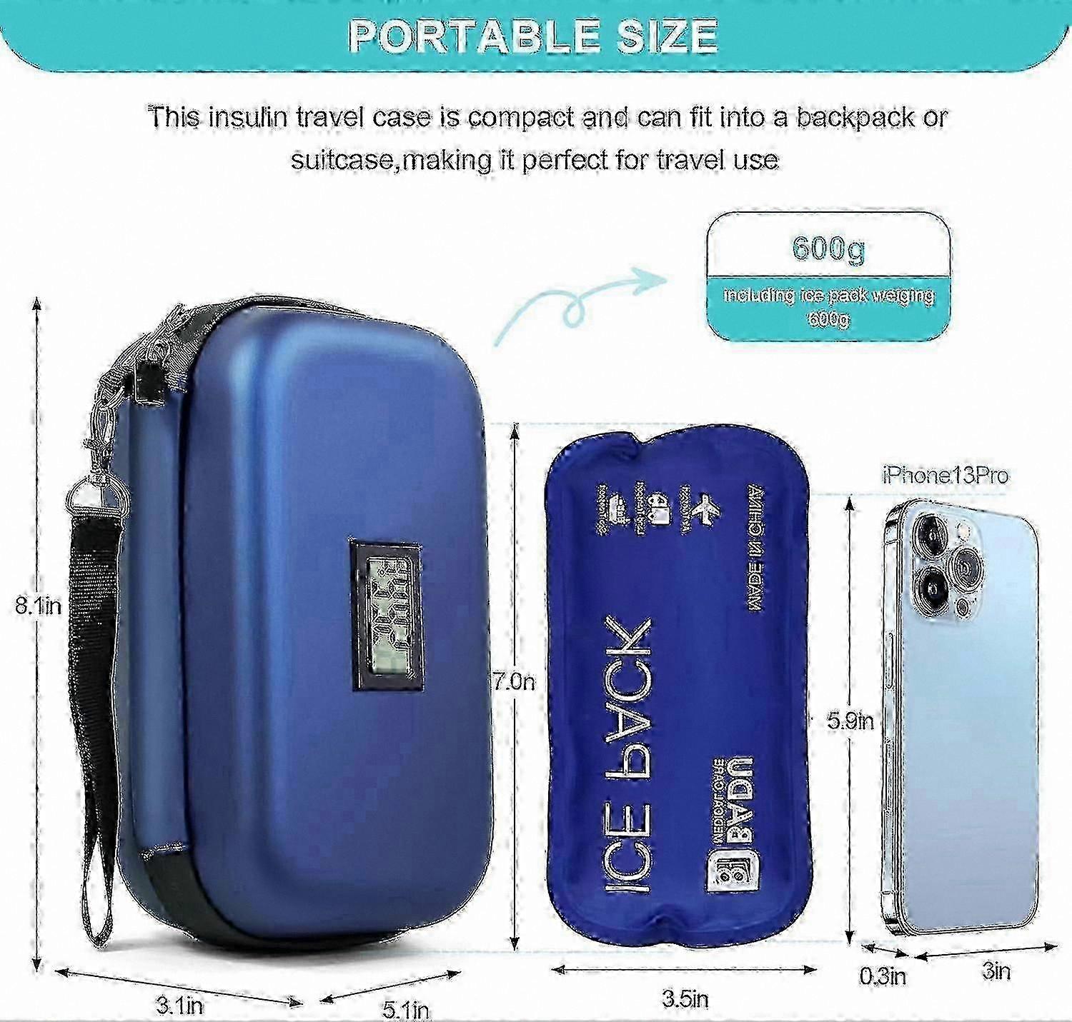 Portable Insulin Cooler Bag with Temperature Display for Diabetic Travel and Medication Storage