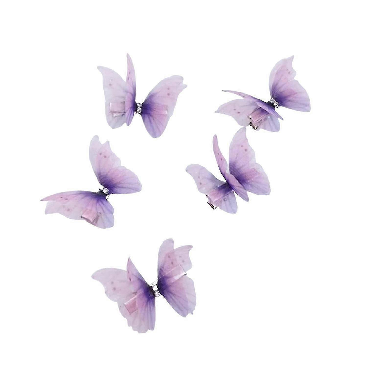 5 Adet Kız Kelebekler Dekor Saç İğneleri Çift Taraflı 3D Kelebekler Tasarım Saç Klipleri Kaymaz Tasarım