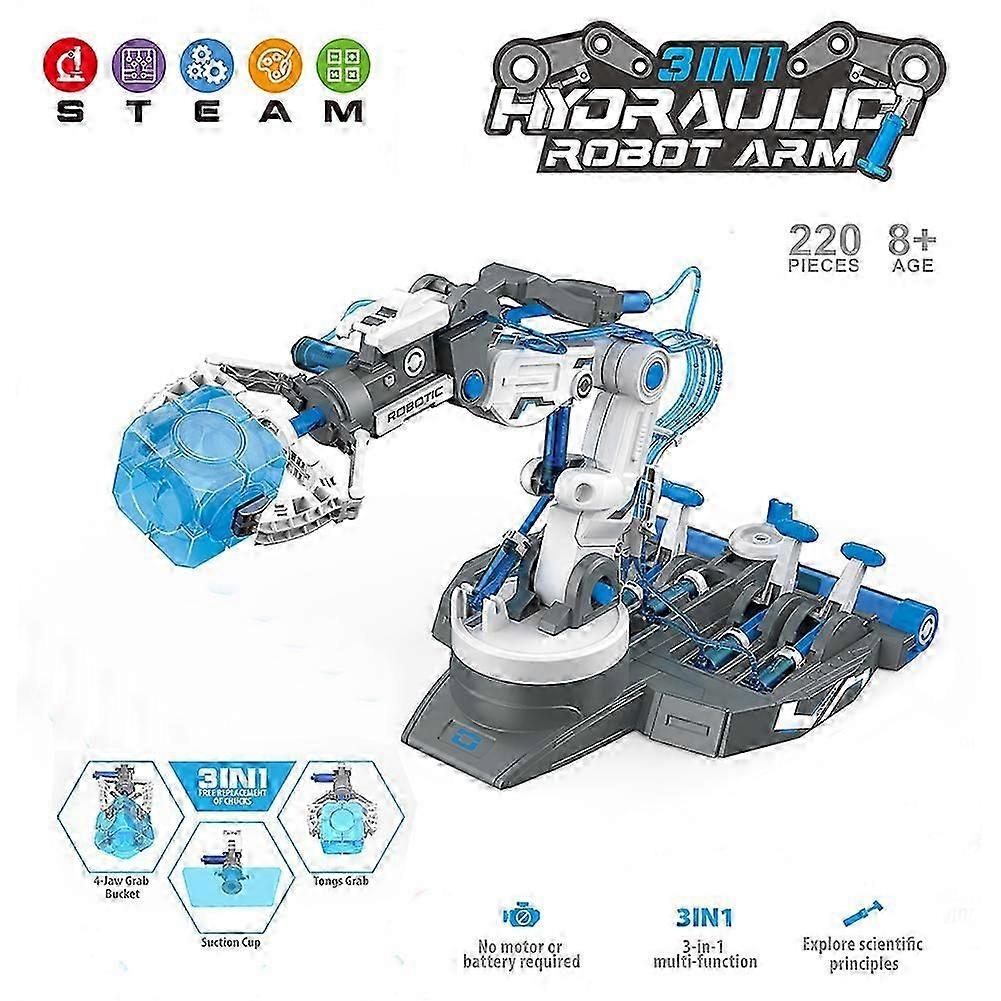 Hydraulic Mechanical Arm Kit Kids Building Assembly Toy Learning Science Arm 3 in 1Mechanical Electric Robot Toys Educational