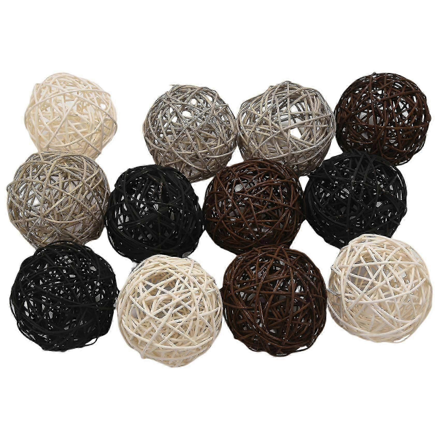Natural Rattan Balls for Vase Filler, Home Decor, Wedding Centerpieces (12-Pack)