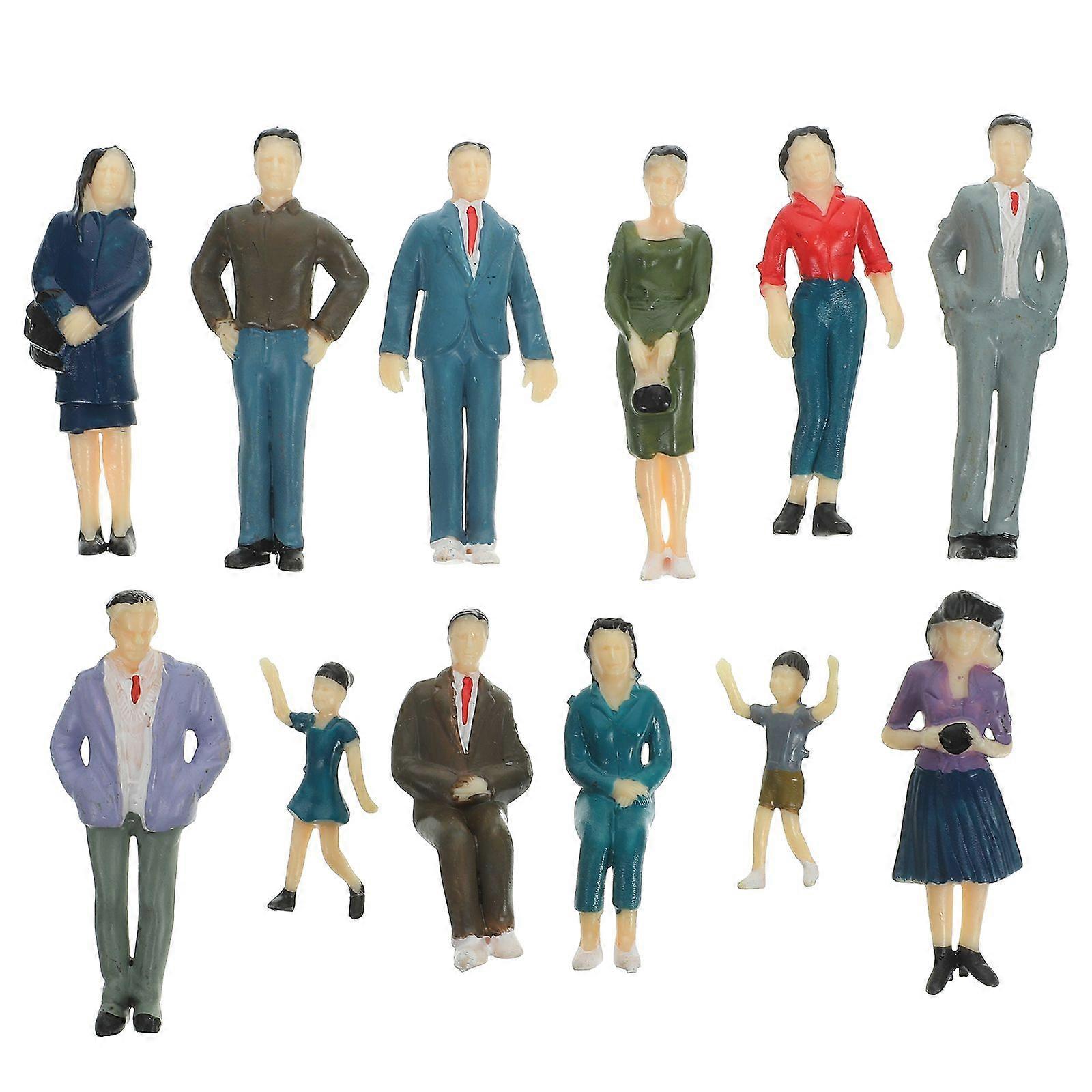 12pcs Painted People Figures Train Prop Figures Layout Models Layout Props Mixed