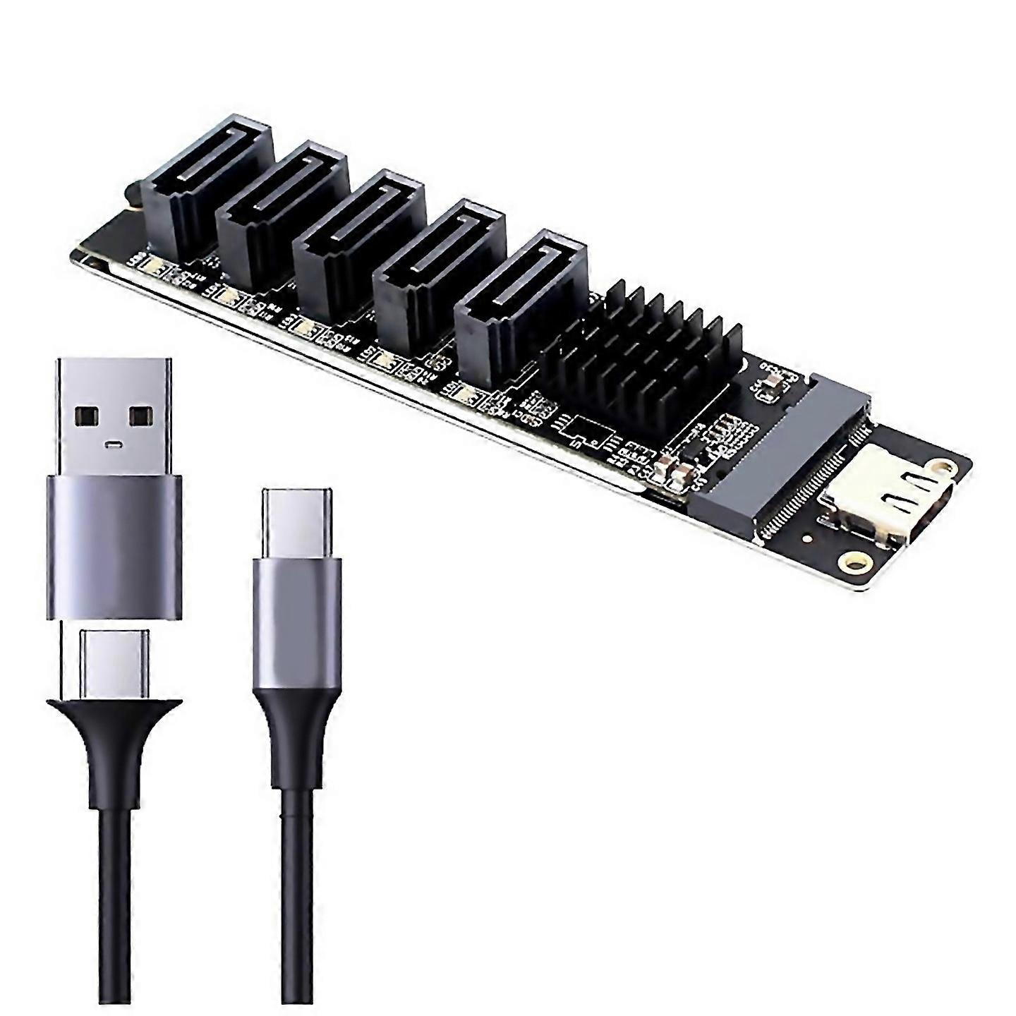 For Typec To 5port Sata30 Adapter Card Riser Card Pc Computer Expansion