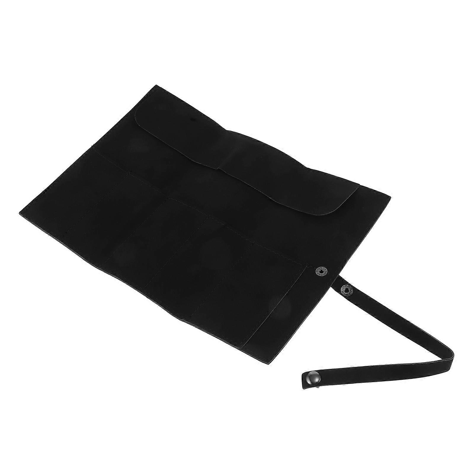 Watch Band Bag Portable Storage Organizer For Watch Bands Watches Accessories Travel Friendly Black Rectangular Simple Design 1Set