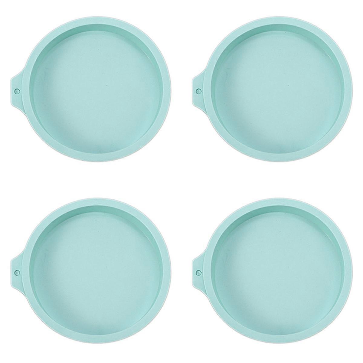 4Pcs Cake Pan Round Cake Layer Set Silicone Bakeware Mold,Blue,6Inch