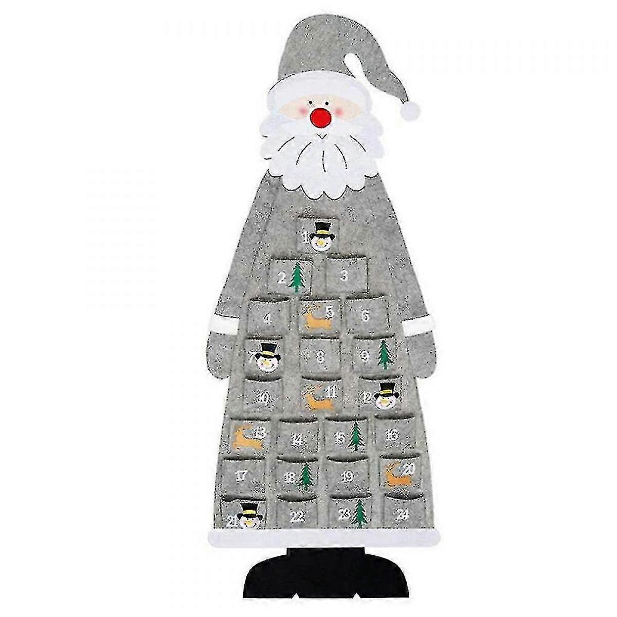 Felt Christmas Advent Calendar, Wall Santa Advent Calendar24 Days Reusable Christmas Countdown Calendar Hanging