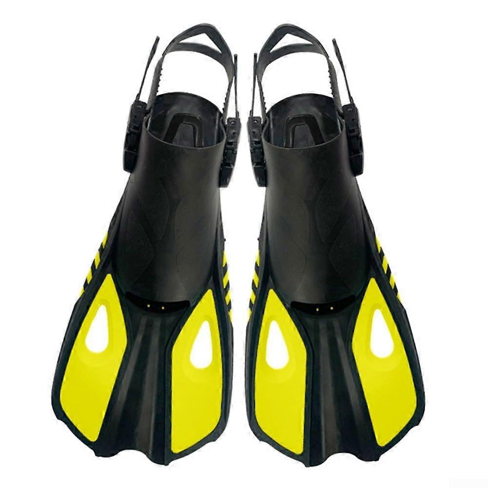 Snorkeling Fins Adjustable With Secure Straps And Flexible Yellow L/XL For Comfort In Water Activities