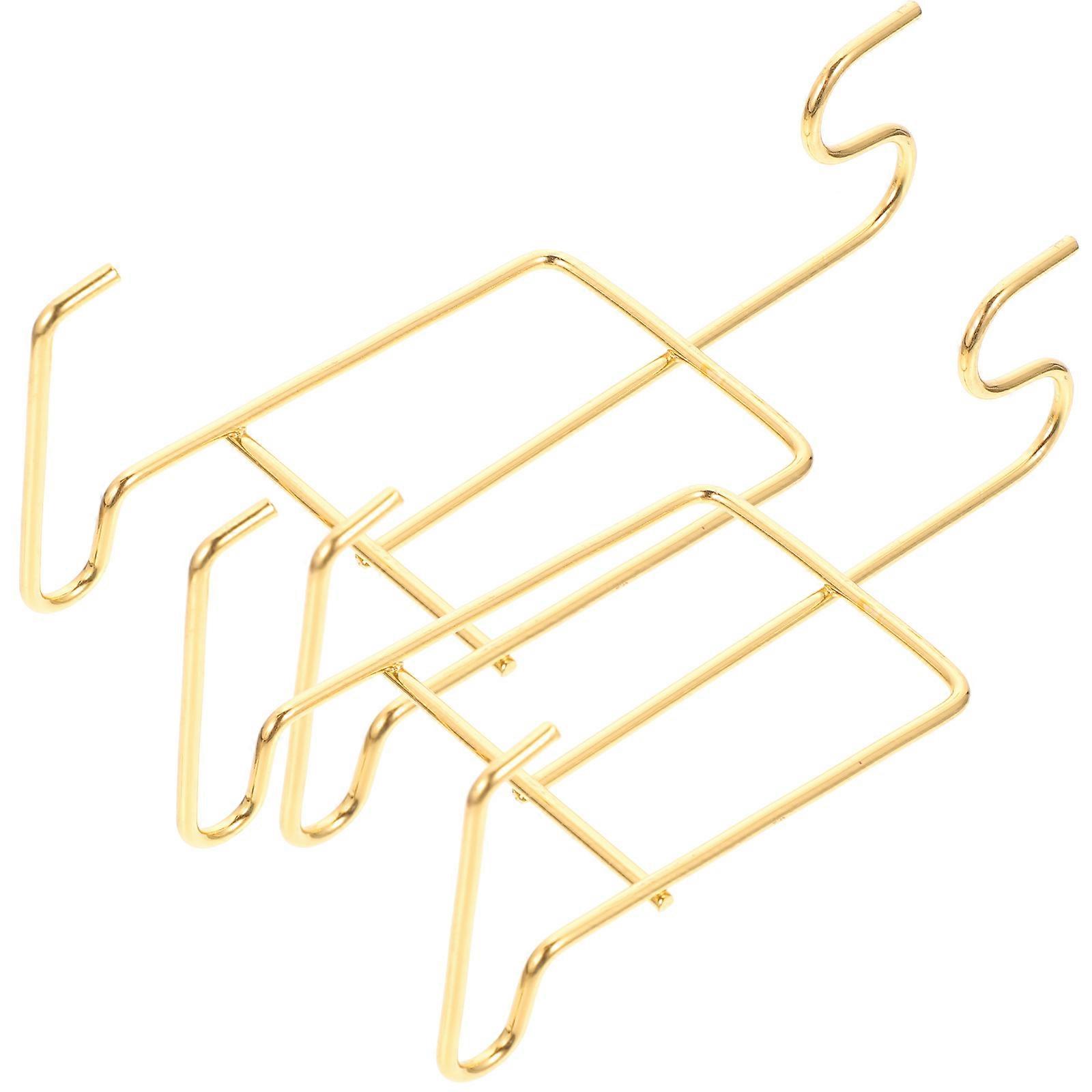 Plate Display Stand Metal Cup Stand for Desktop Use 8Pcs Golden Iron