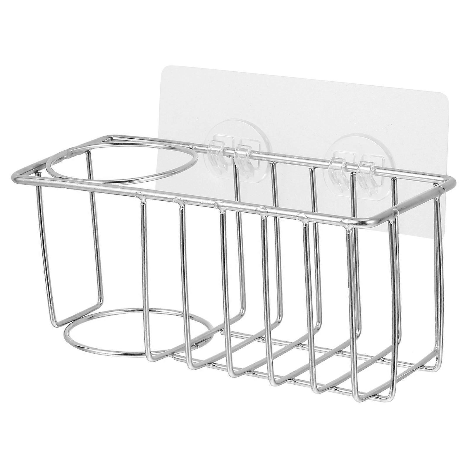 Sink Storage Rack Sponge Basket for Storage 2Pcs Silver Bathroom Organizer