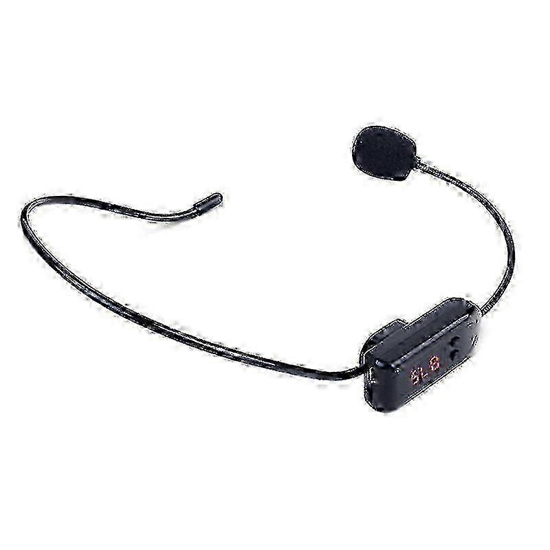 Black Portable Fm Wireless Microphone Headset Radio Megaphone For Tour Guide Teaching Meeting Lectures Supplies