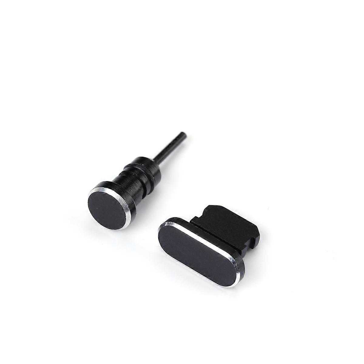 Zestaw 2 wtyczek słuchawkowych, czarnych, cylindrycznych, ochronnych, przeciwpyłowych do X 8 Plus 7 SE 6 Plus 6s 6 5s 5c 5