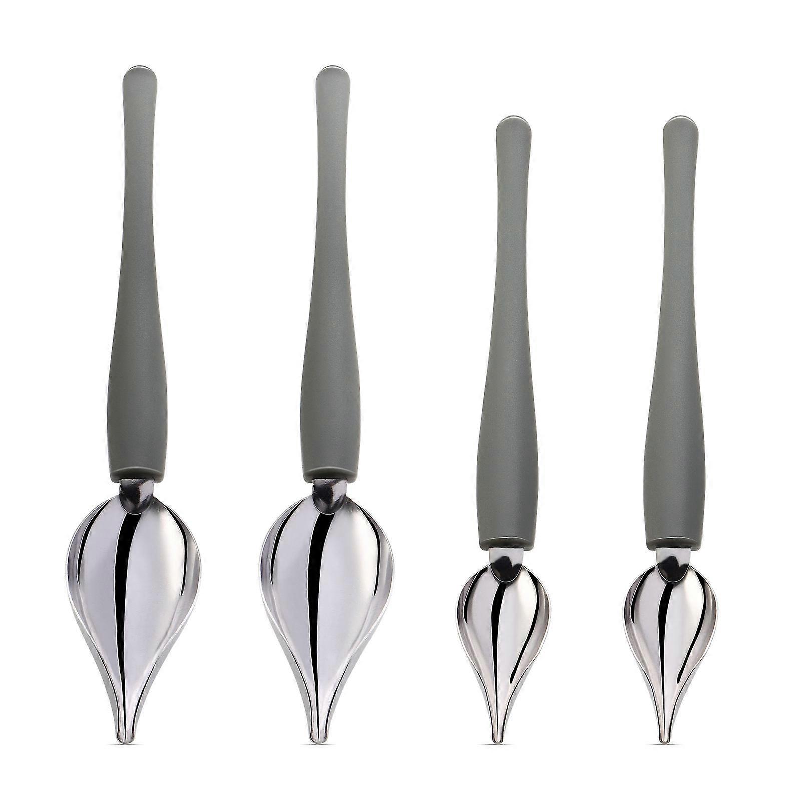 Cabilock Decorating Spoon Set Food Decoration Professional Use Silver 4Pcs