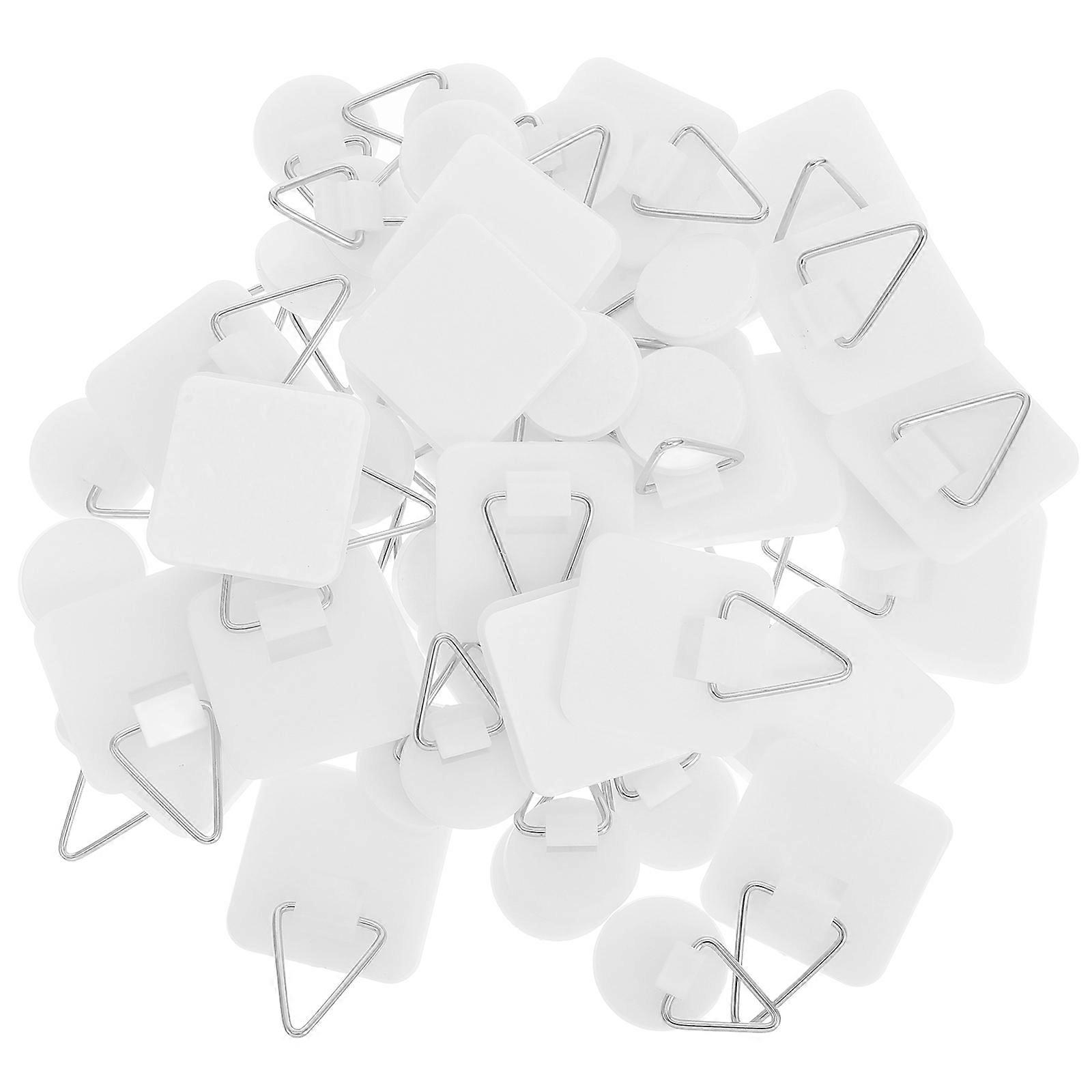 White Adhesive Plate Hangers for Hanging Removable Hooks 50Pcs Pack