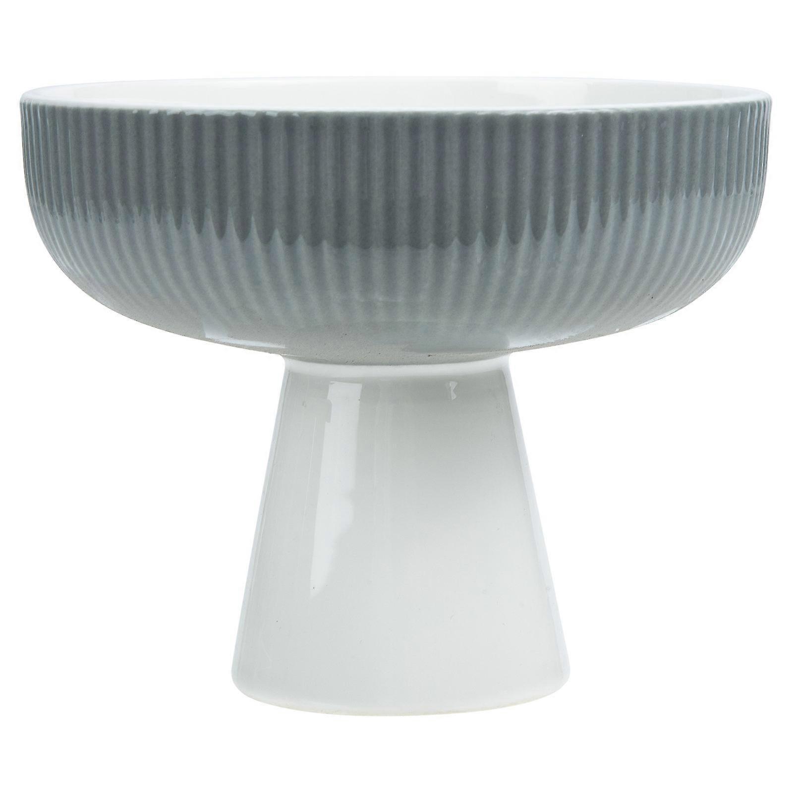 High Base Ceramic Fruit Bowl for Storage Use 3Pcs White Ice Cream Serving