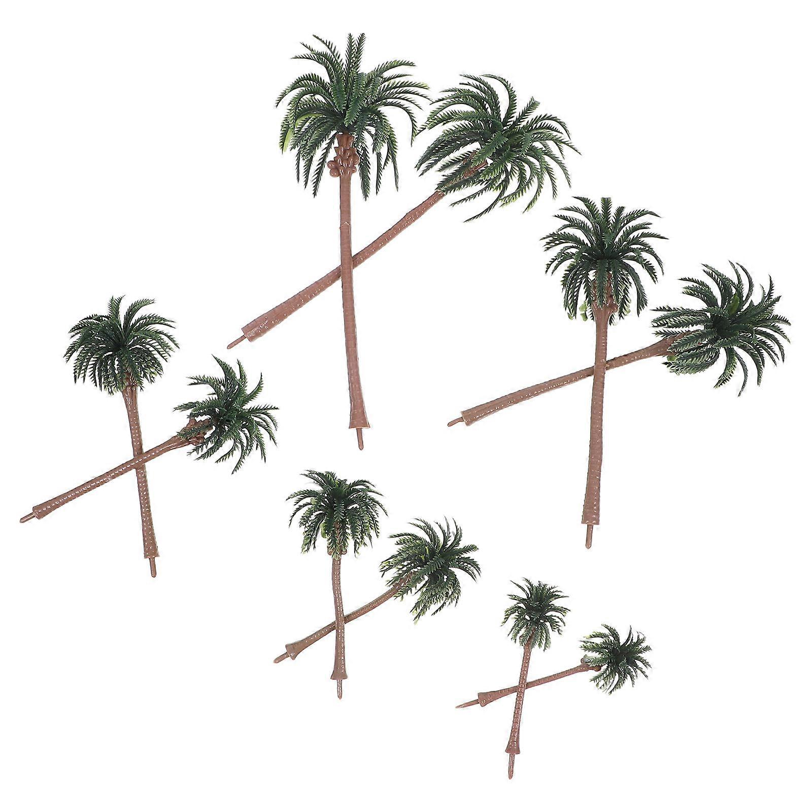 Mini Scenery Trees Coconut Tree Model Plastic Green Lifelike Appearance DIY Layout Props Microlandscape Decor 10Pcs/Set