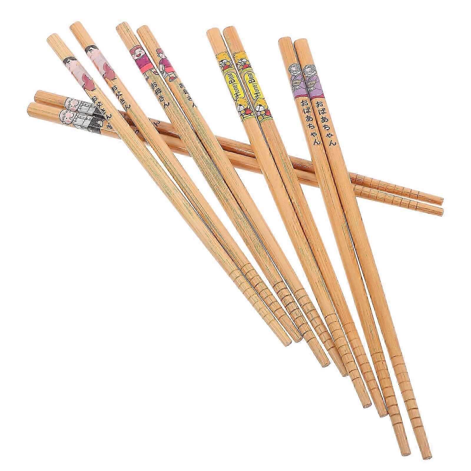 Authentic Japanese Chopsticks Multi Function Household Use 5Pairs Bamboo Reusable Non Fading