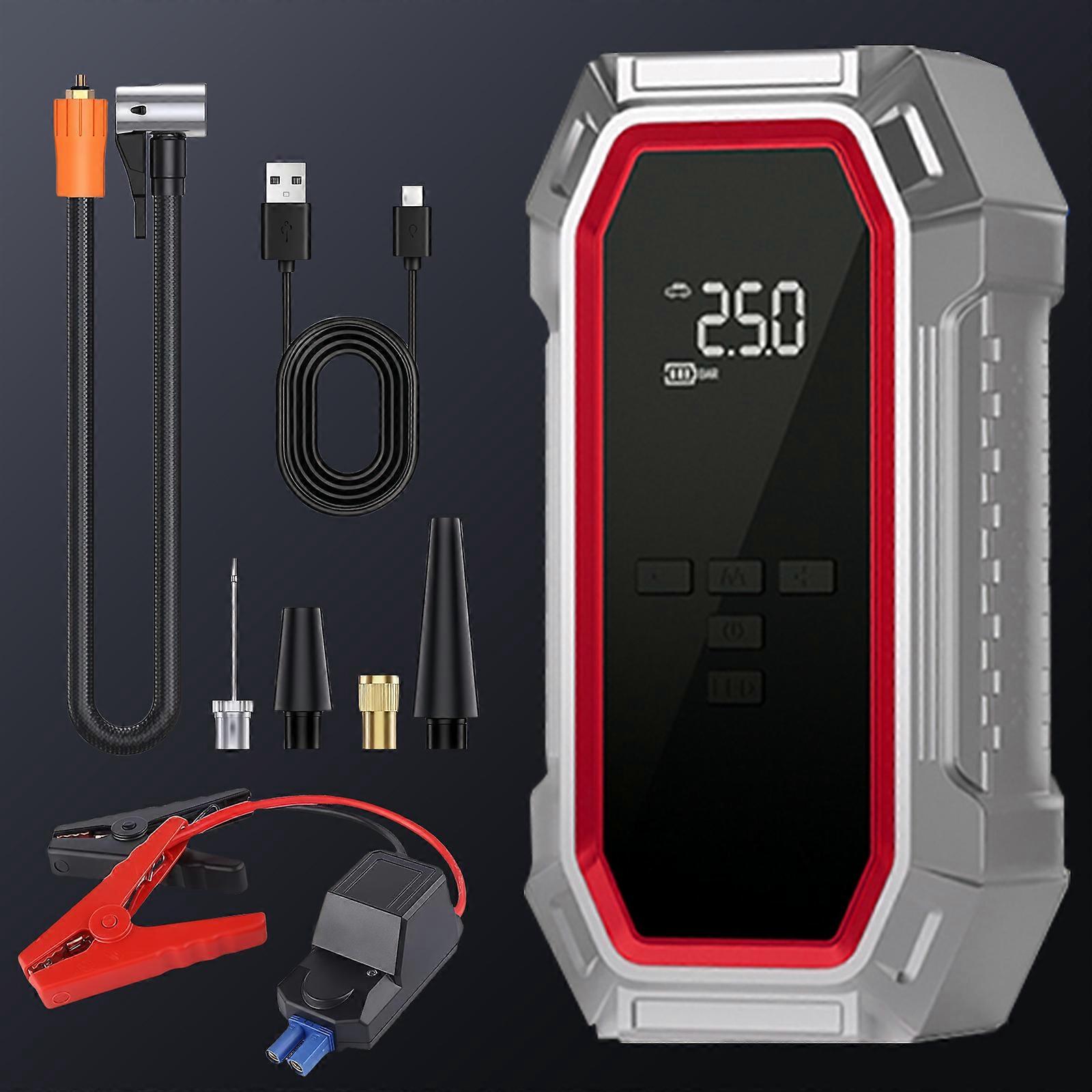 2-in-1 Car Power Bank & Air Compressor Jump Starter  12V, 150PSI Fast Inflation, Works Normally at -40��C, USB Charger for Phones