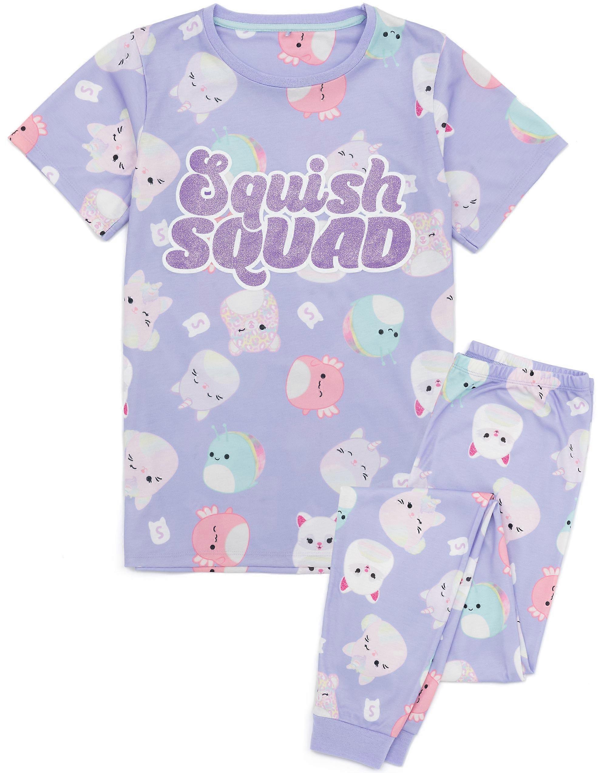 Squishmallow للجنسين أطفال قصيرة الأكمام طويلة الساق بيجاما مجموعة الأرجواني