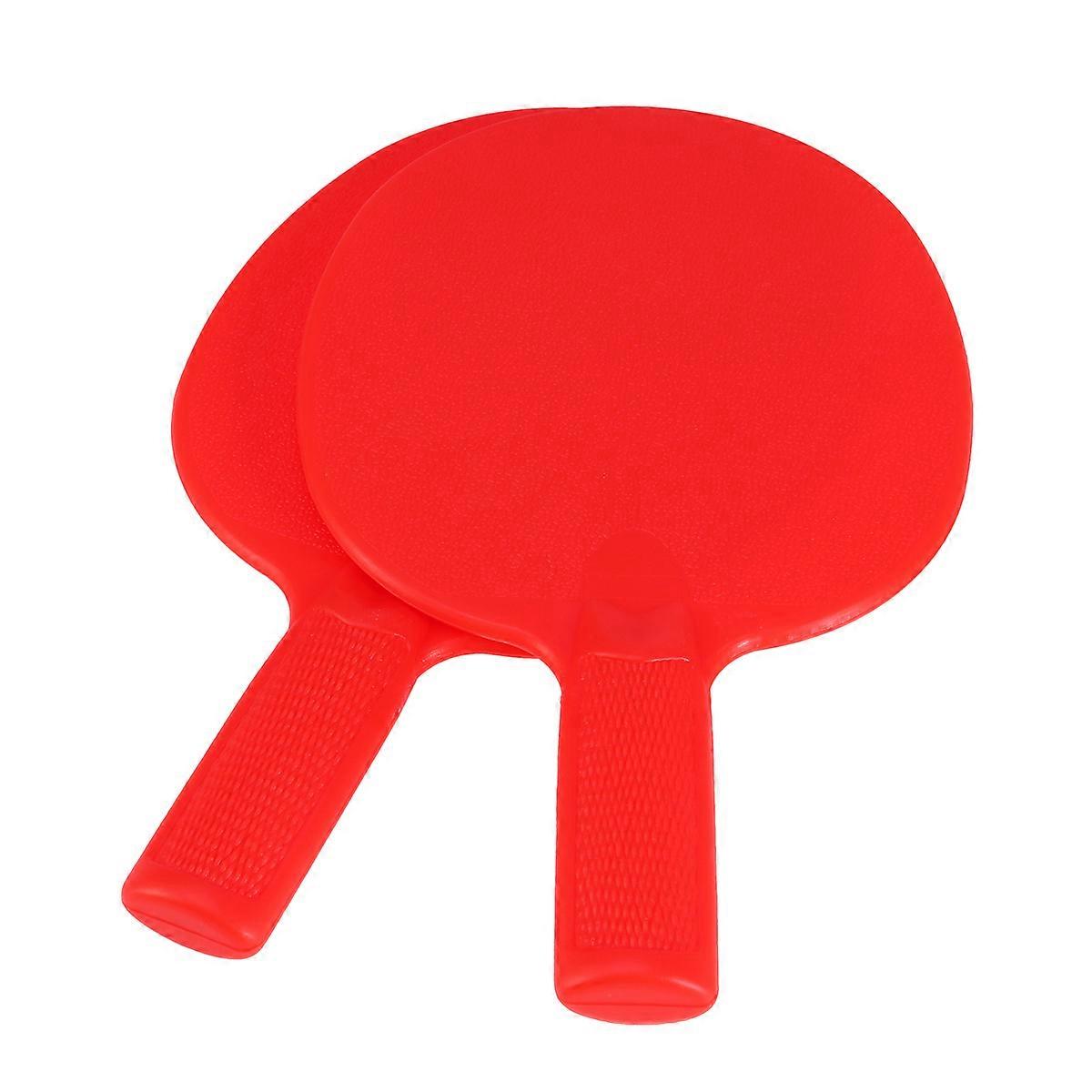 Plastic Table Tennis Racket for Kids Playing 2Pairs Red Antiskid Handle Bats