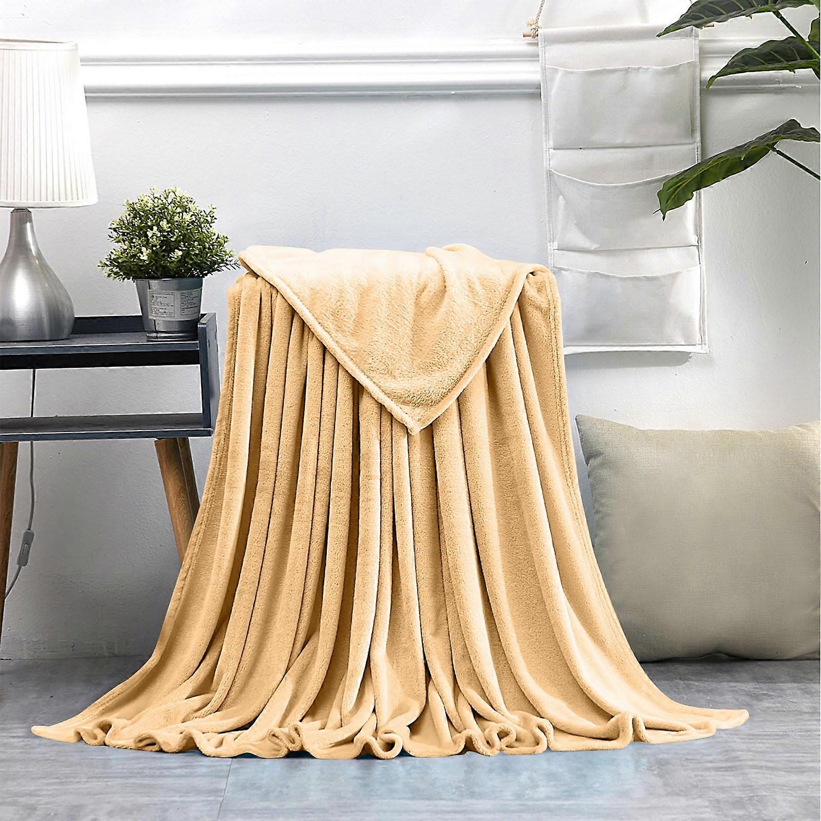 Large 30x40" Baby Blue Flannel Fleece Throw Blanket, Soft Jacquard Weave Wave Pattern, Cozy Warm Lightweight Decorative for Couch