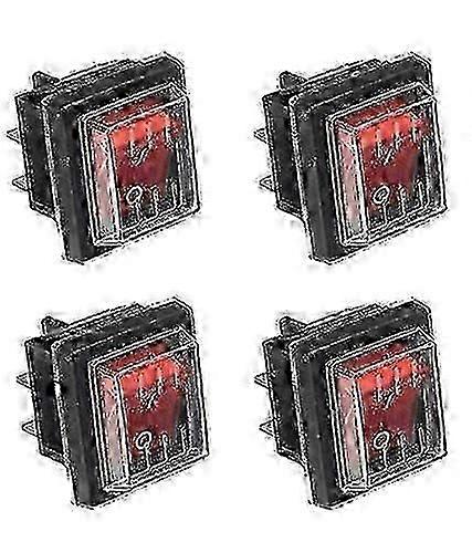 4Pcs Rocker Switch Red Light ON/OFF Toggle Switch With Waterproof Cover Widely Used In Various Kinds Of Electrical Appliances