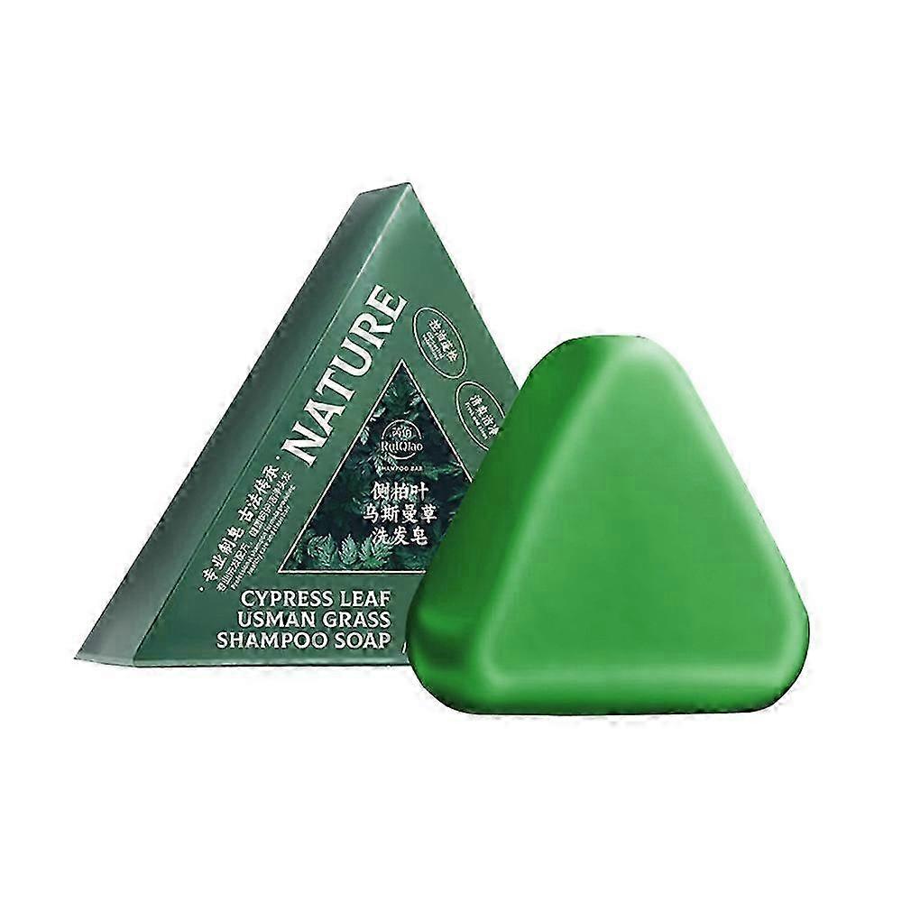 1-5X Nature Triangle Shampoo Bar, Nature Seven Green Soap Shampoo, Natural Usman Grass Shampoo Bar, 