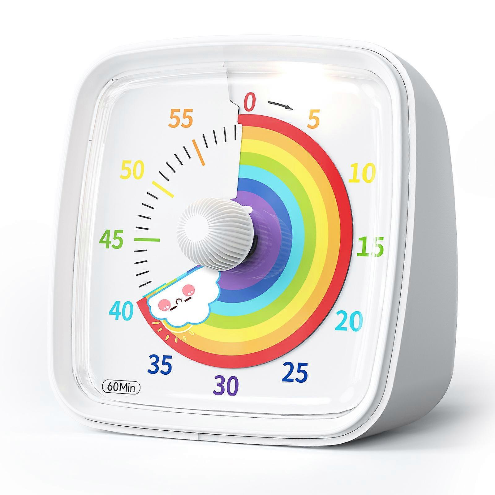 Rainbow Countdown Timer, Minute Visual Timer with Case, Silent Time Management Tool for Kids Adults, White Non-Digital Timer