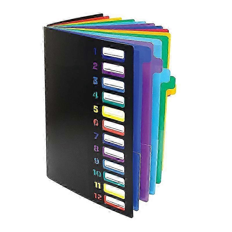 24 Clear Pocket Expanding File Folder 12 Colored Tabs,holds 300 Sheets, File Organizer,numbered Inde