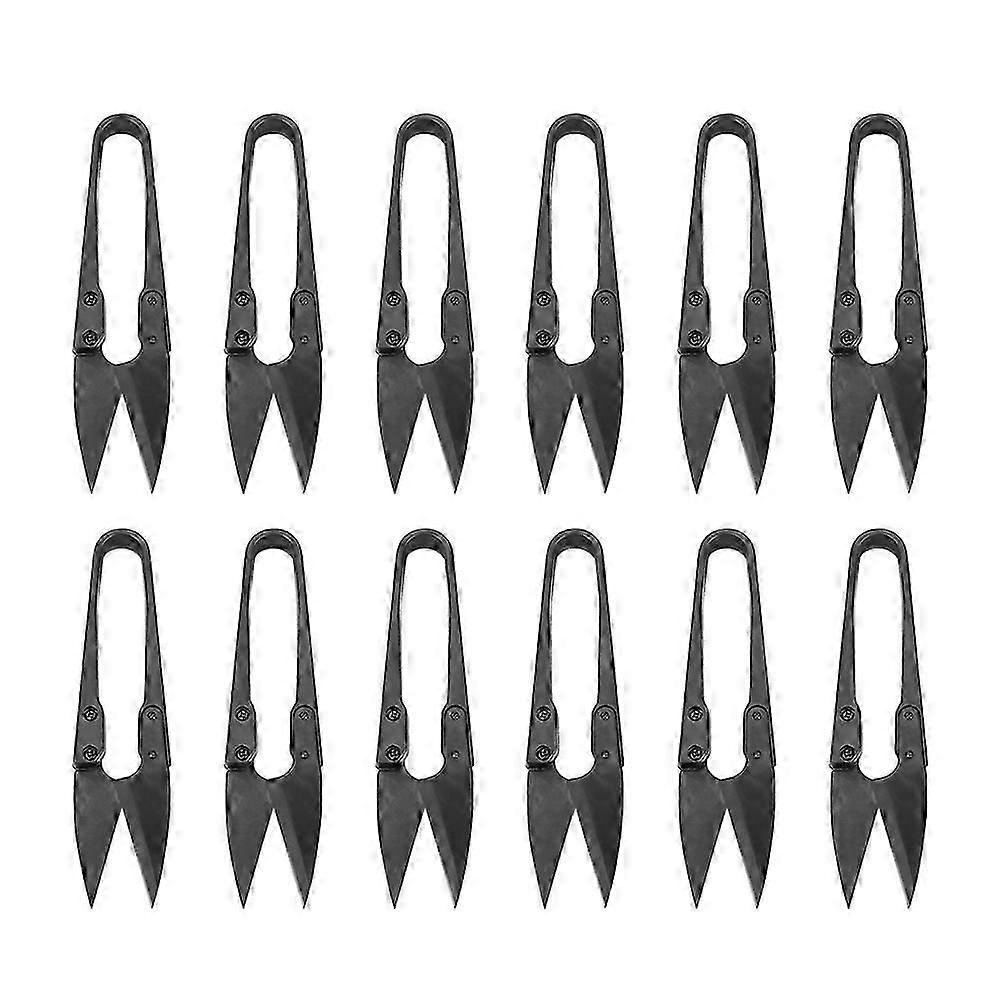 12 pcs/pack Noir Petit Fil Ciseaux Ciseaux Fil pour Usage Domestique