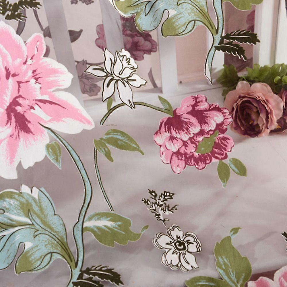 Polyester Shade Window Drape Floral Peony Voile Curtain Elegant Window Curtains  Bedroom