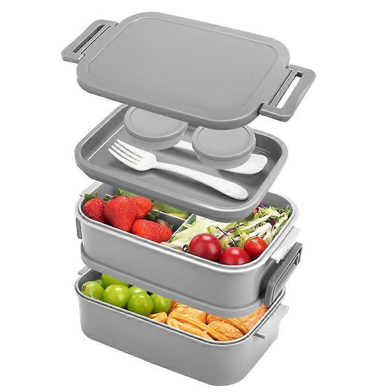 Adult Lunch Box, 3 Tier Large Capacity Lunch Box with Fork, Spoon and Sauce Container, Leak Proof, Suitable for Office, Schools Tableware