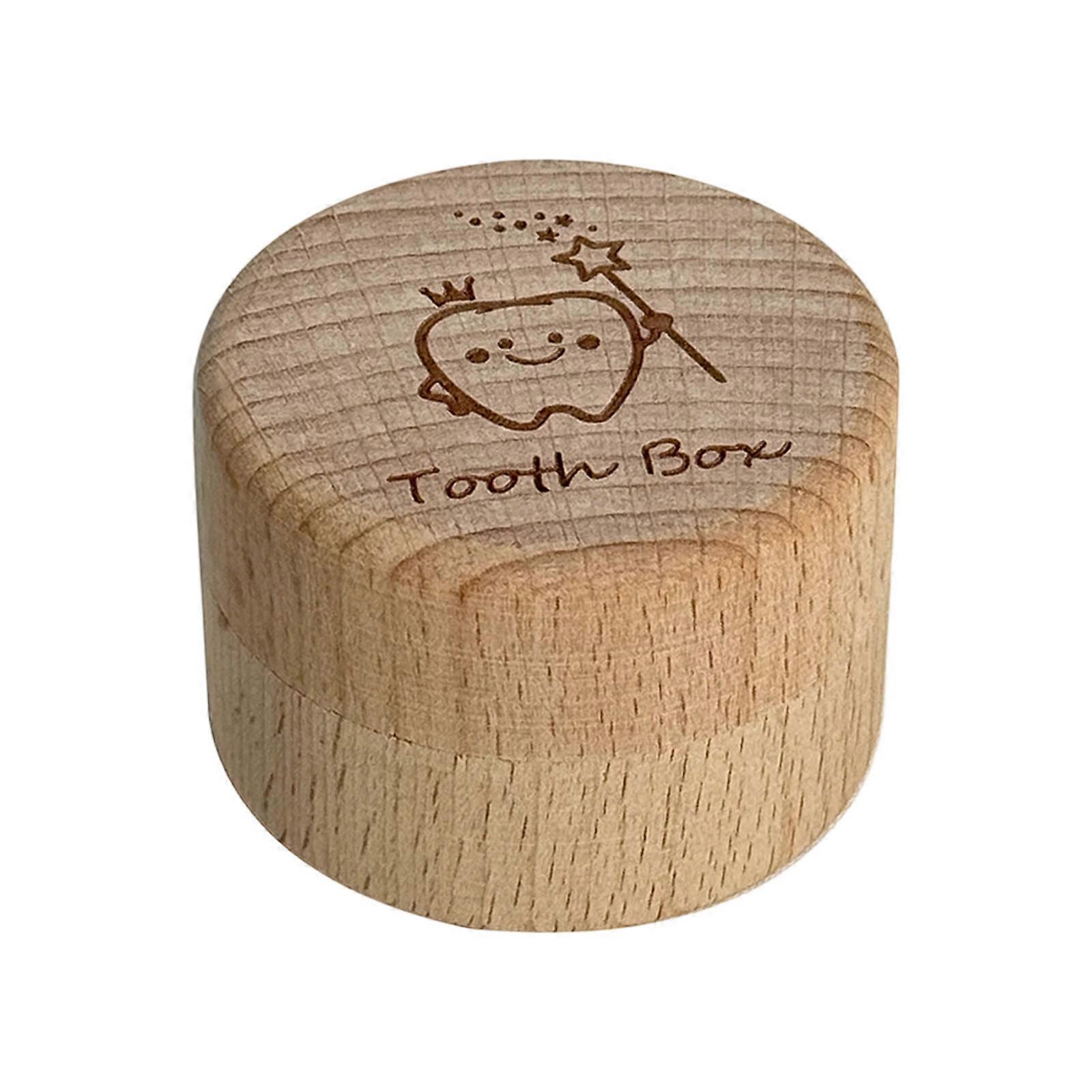 1 Set User Friendly Round Wooden Tooth Storage Box And Clear Acrylic Case For Baby First Tooth Preservation Multicolor