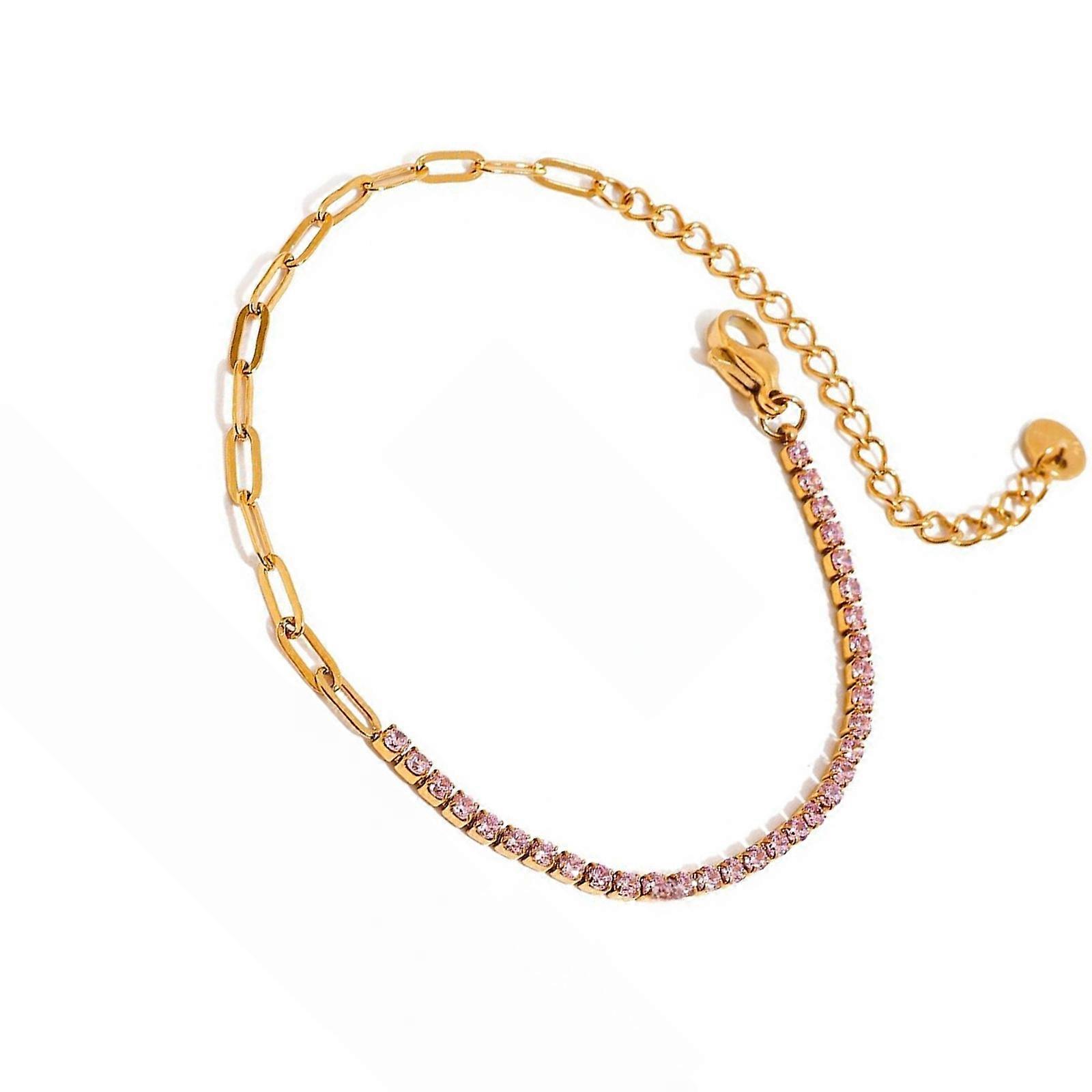 Lightweight Stainless Steel Heart Charm Bracelet Featuring 5cm Extension Chain And 4 Fashion Forward Color Variations Multicolor