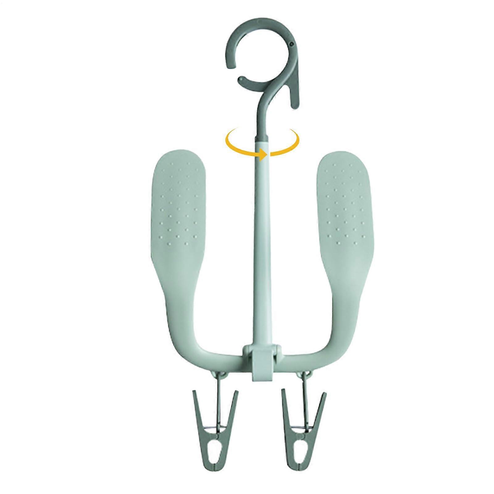 Adjustable Shoe Drying Rack with Double Hooks, Portable Plastic Hanger for Wardrobe Bathroom Balcony