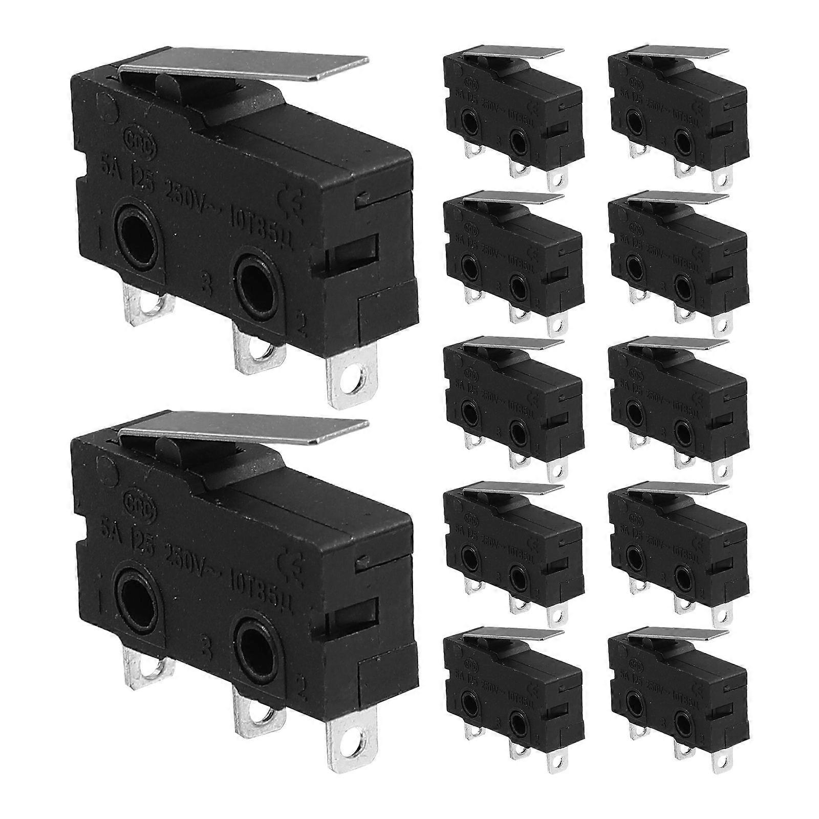 12pcs Limit Switch Waterproof Momentary Push Button Switch 3 Long Hinge Lever Micro Switch (Black)