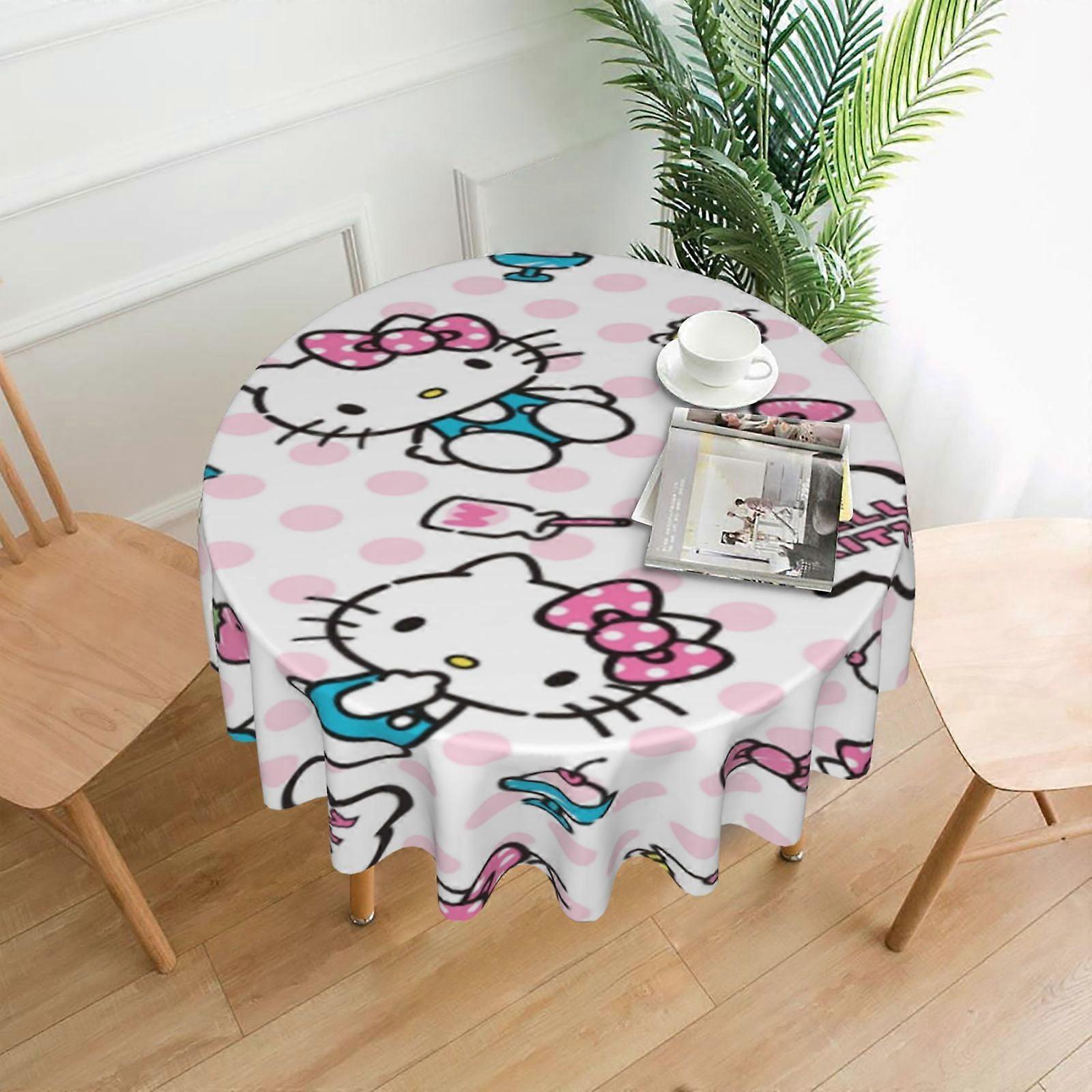 Hello Kitty Rectangular Tablecloth, Water Resistance Antiwrinkle Spillproof Soft Fabric, 60in, compatible with dining room, parties & holiday