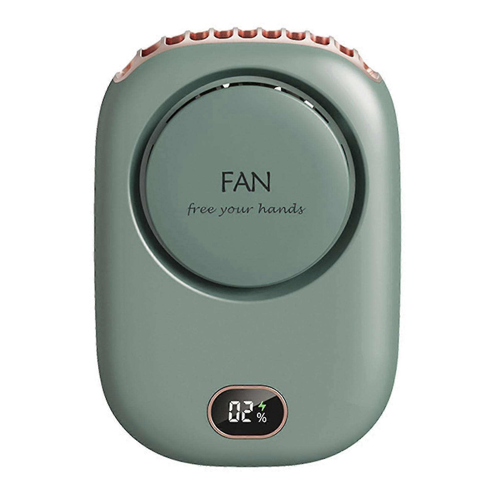 Portable USB Leafless Neck Fan with Digital Display - Silent for Desktop & Waist Use