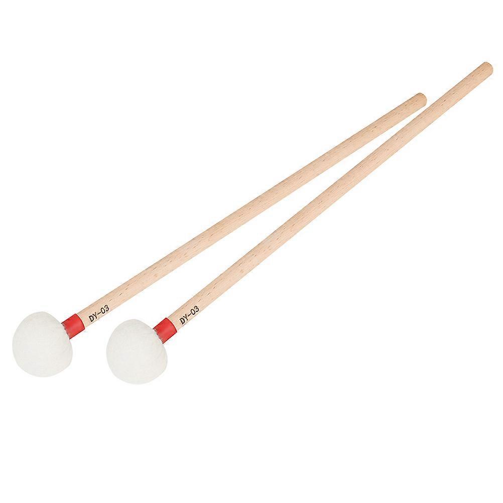 Percussion Drumsticks Felt Mallet for Drum Playing 2Pcs Wooden Handle