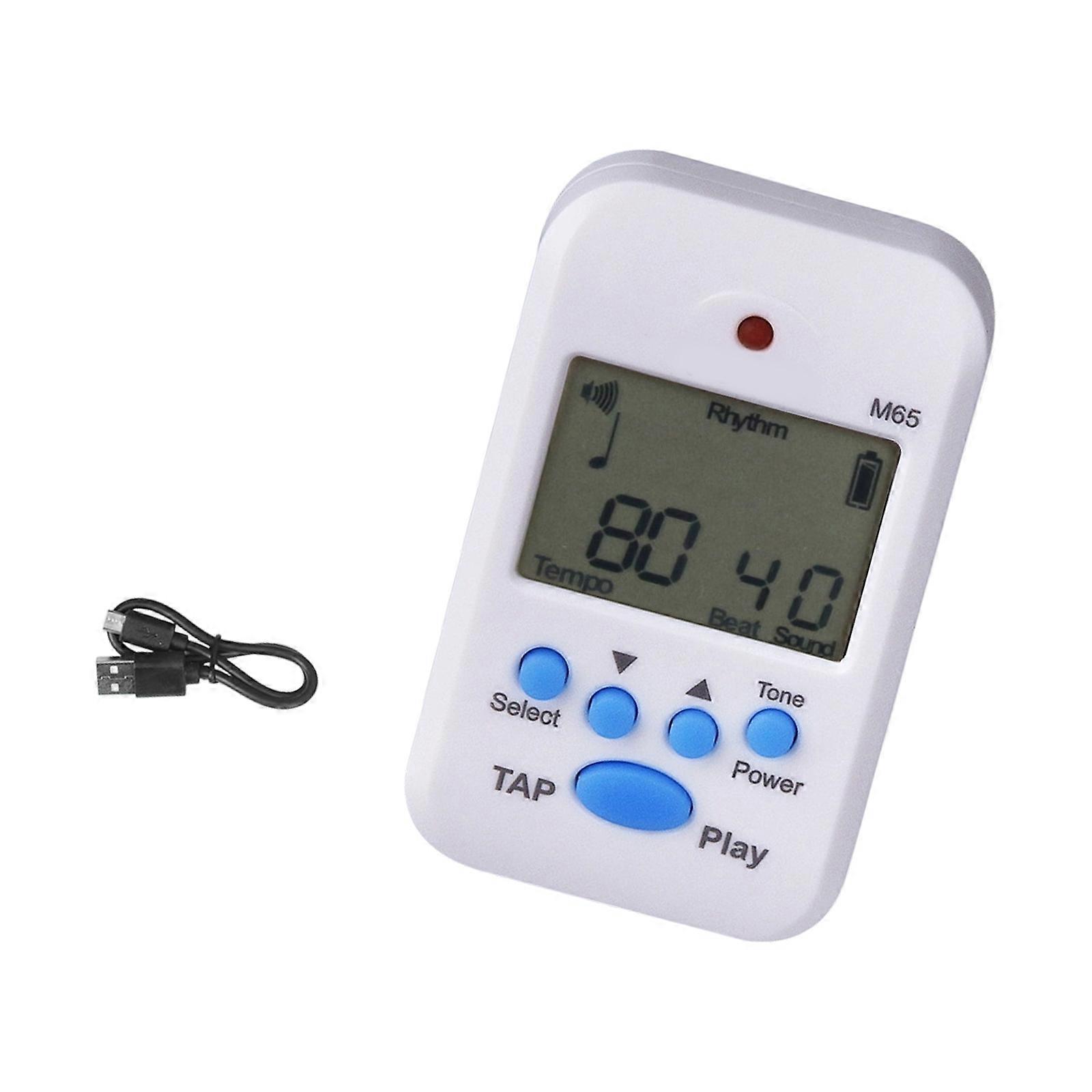 Electronic Metronome Tone Generator Tuner Clip on Tempos Metronome LCD Digital Rhythm Metronome for Professional Runners  White