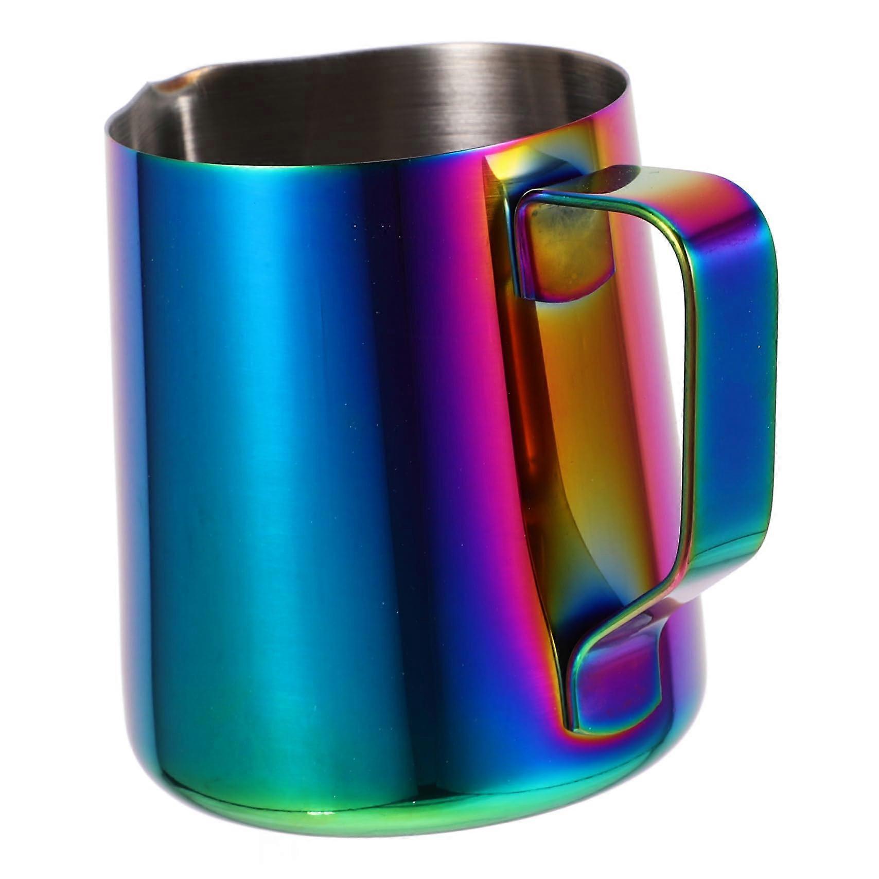 Stainless Steel Milk Frothing Pitcher with Ergonomic Handle and Measurement Scale for Latte Espresso